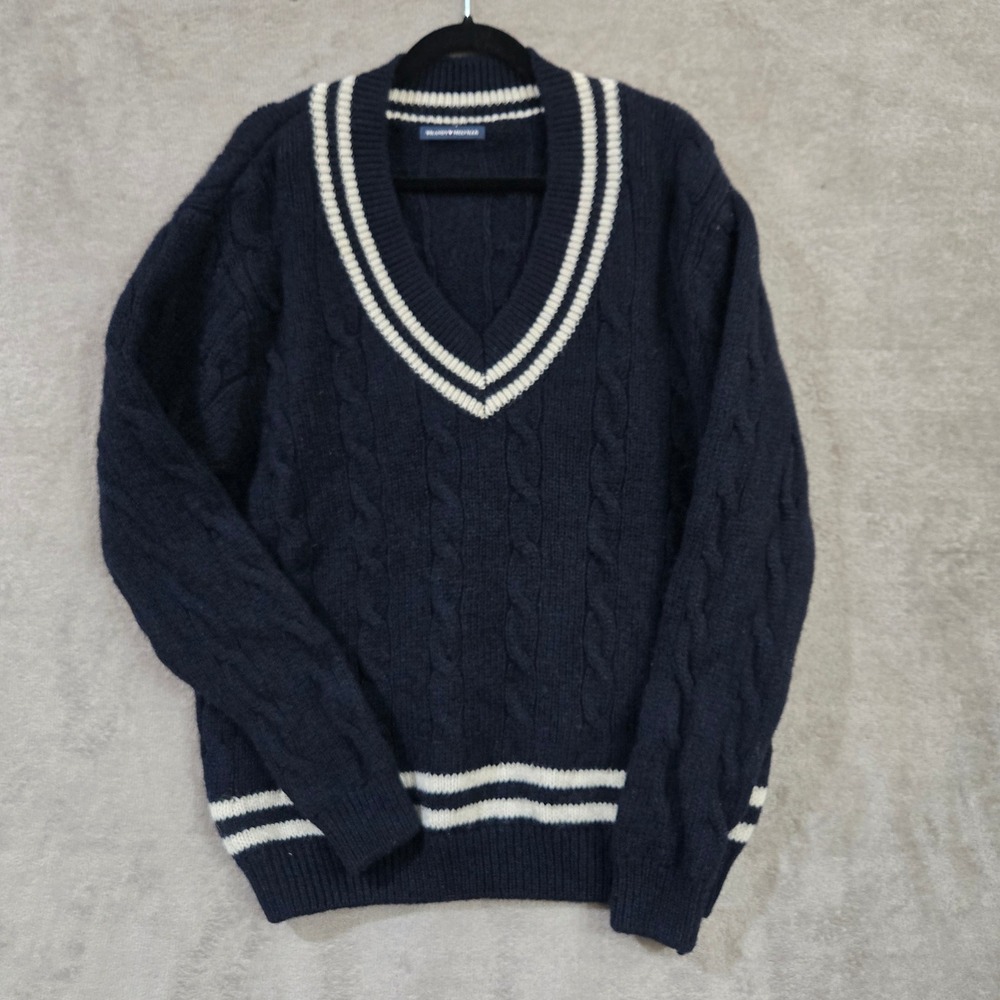Brandy Melville Wool Blend Cable Sweater Tennis Pickleball Oversized Preppy